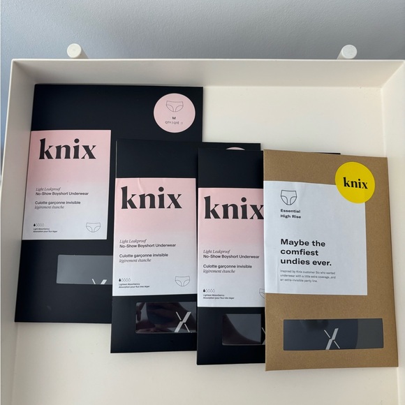 knix Other - 4 piece set: Knix Light Leakproof No-Show Boyshort Underwear Set in Black Medium